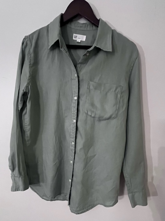 GAP Tops - GAP 100% Linen Sage Green Relaxed Button Down Shirt Sm